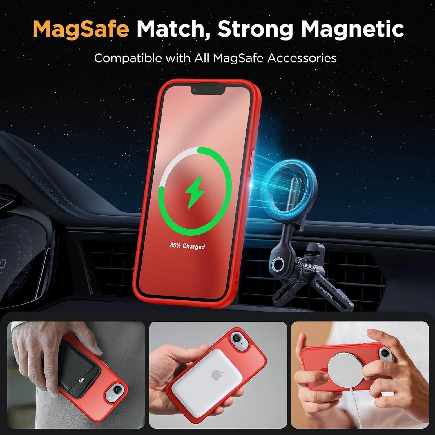 image:imageMiracase for iPhone 16 Pro Max Matte Series Case Magnetic LavenderRed