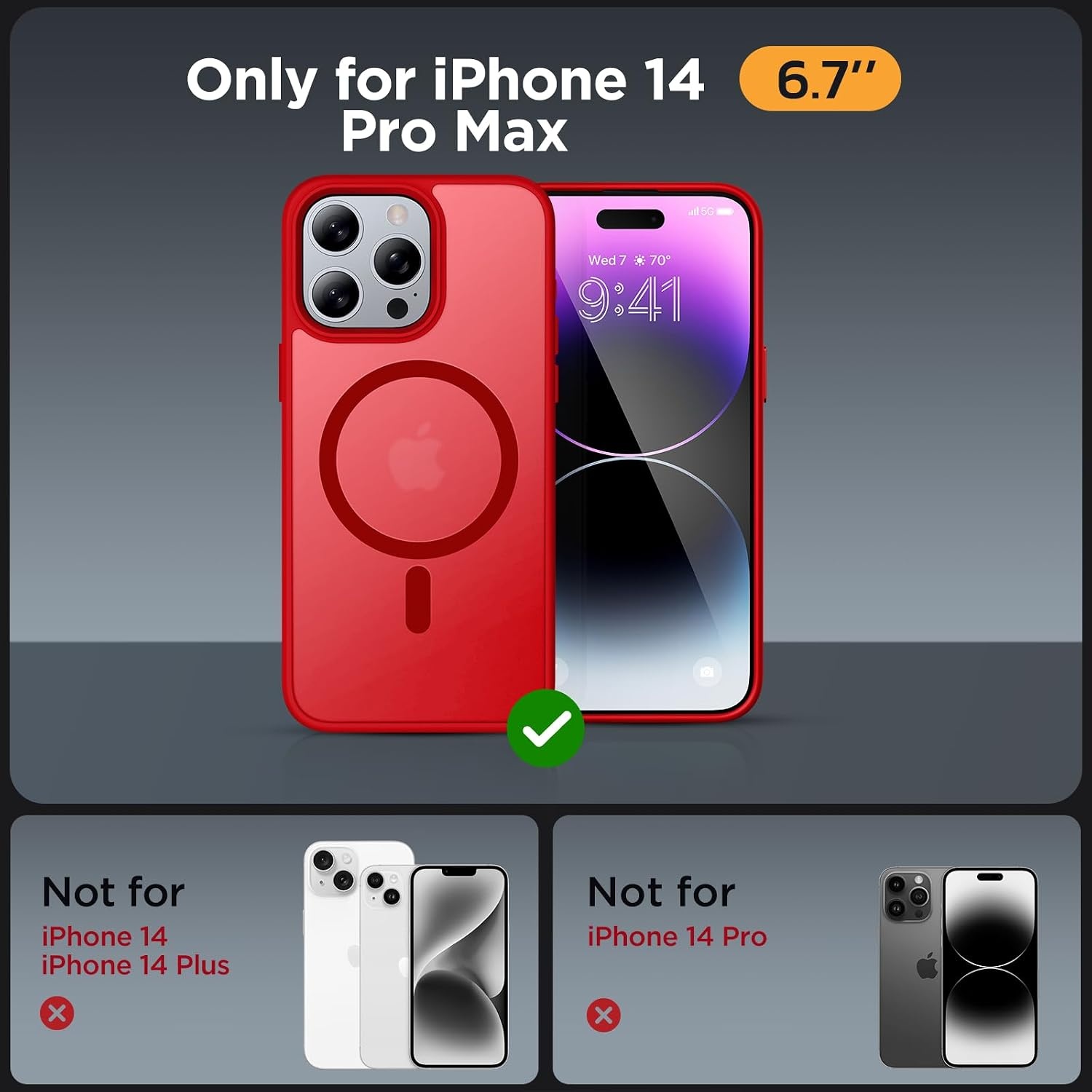 image:imageMiracase for iPhone 16 Pro Max Matte Series Case Magnetic LavenderRed