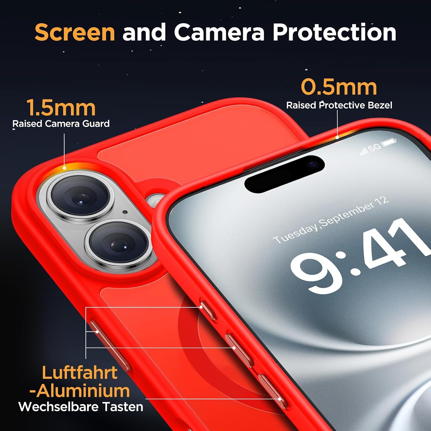 image:imageMiracase for iPhone 16 Pro Max Matte Series Case Magnetic LavenderRed