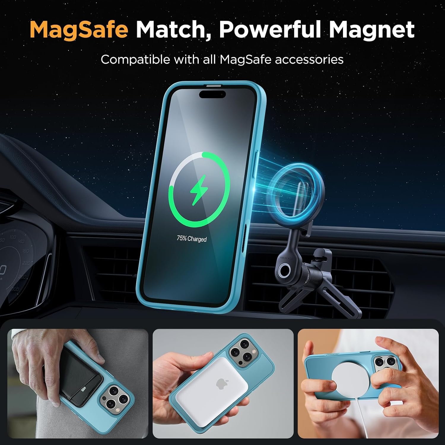 image:imageMiracase for iPhone 16 Pro Max Matte Series Case Magnetic LavenderTeal