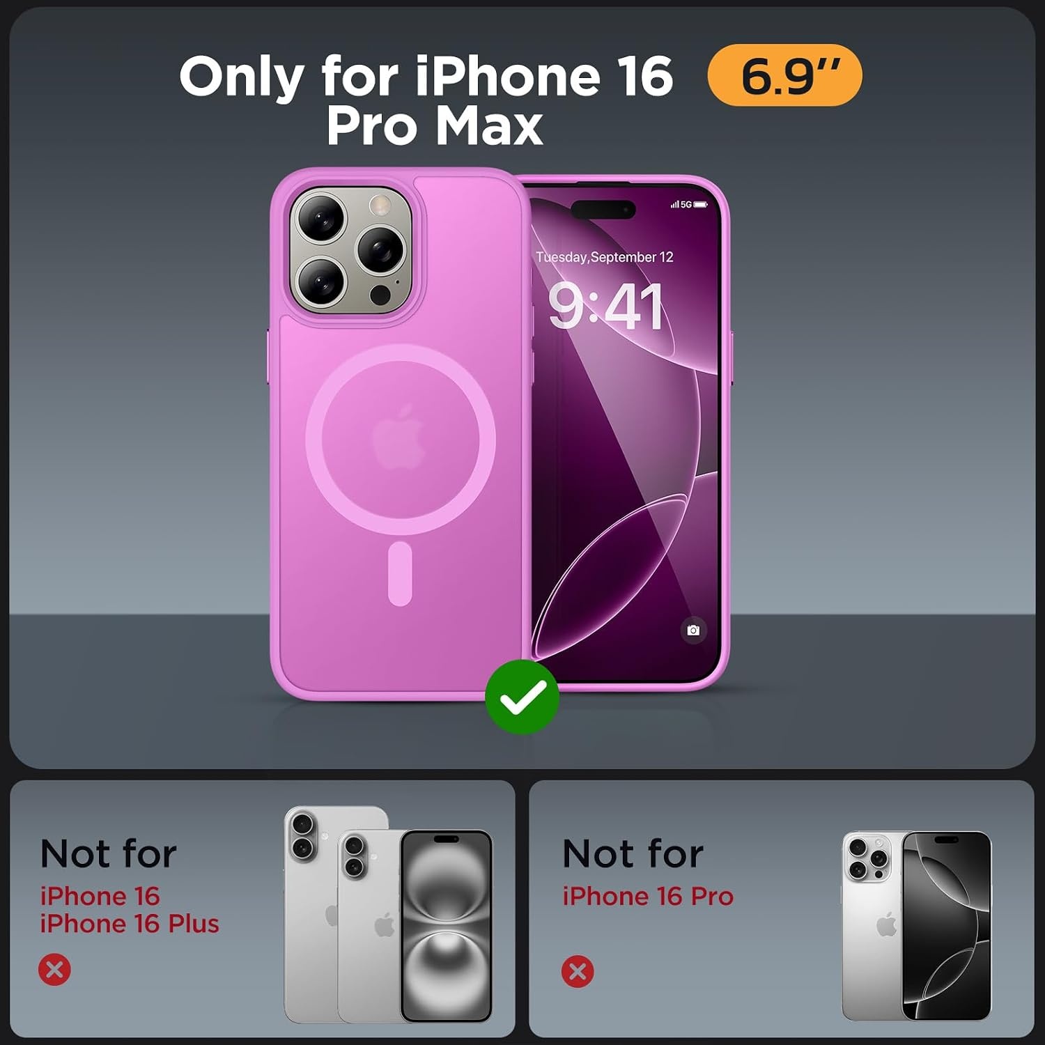image:imageMiracase for iPhone 16 Pro Max Matte Series Case Magnetic LavenderViolett