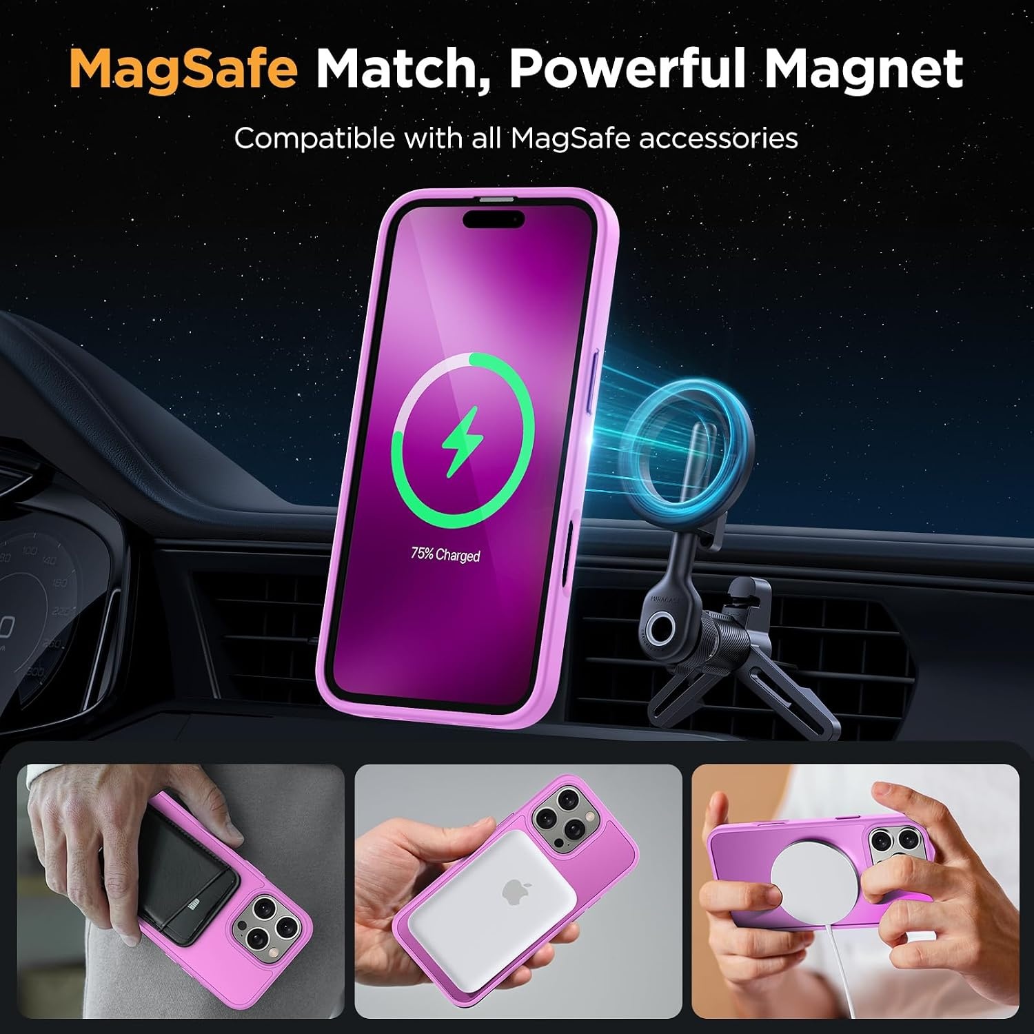 image:imageMiracase for iPhone 16 Pro Max Matte Series Case Magnetic LavenderViolett