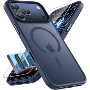 Miracase for iPhone 16 Pro Max Matte Series Case, Magnetic, Lavender(Dark Blue-Button)