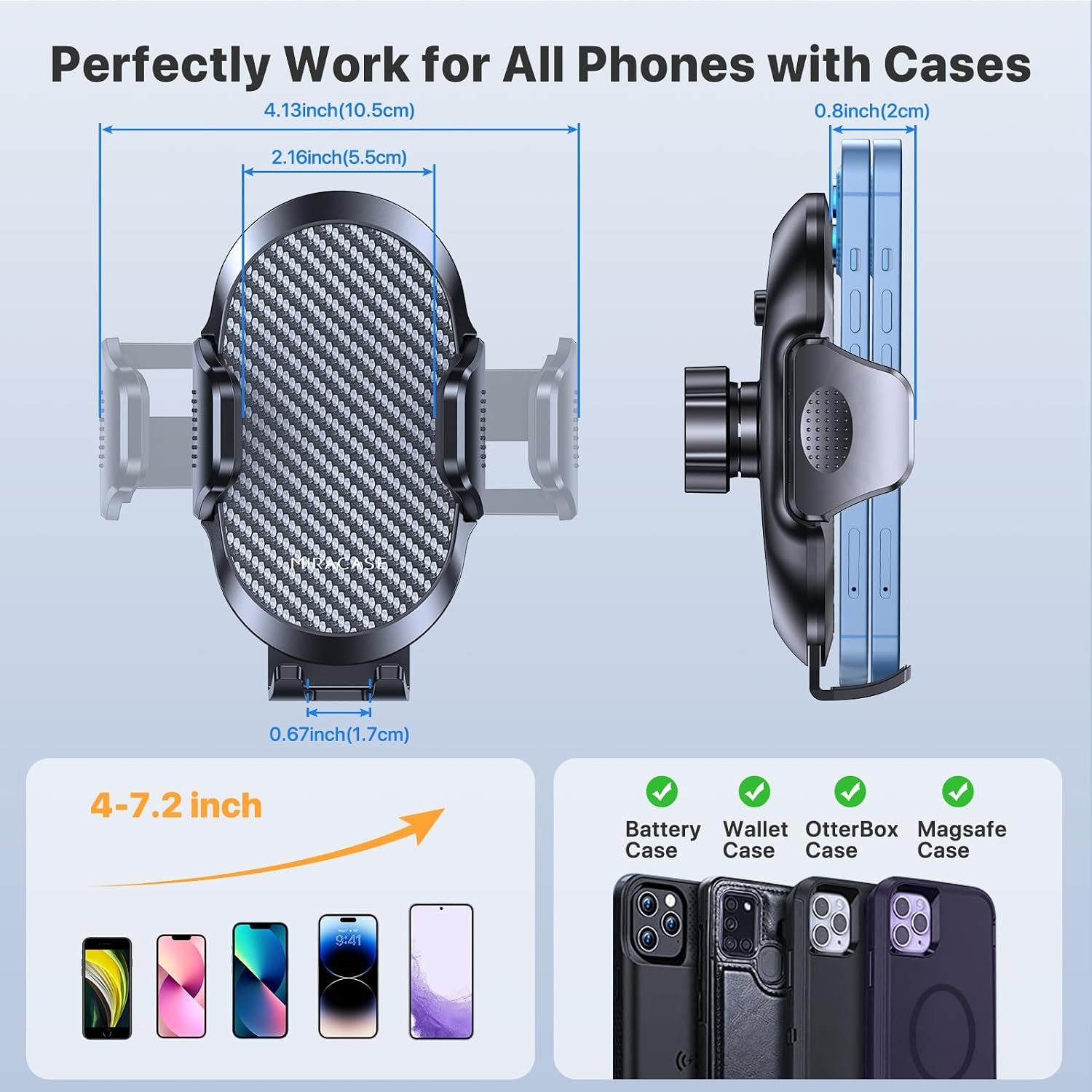 image:imageMiracase Phone Holders for Your Car Dashboard Windshield 65LBS Strongest Suction Universal Long Arm Cell Phone Holder Automobile Cradle for iPhone 18 Pro Max 17 16 15 14 Android Garmin GPSCarbon Fiber