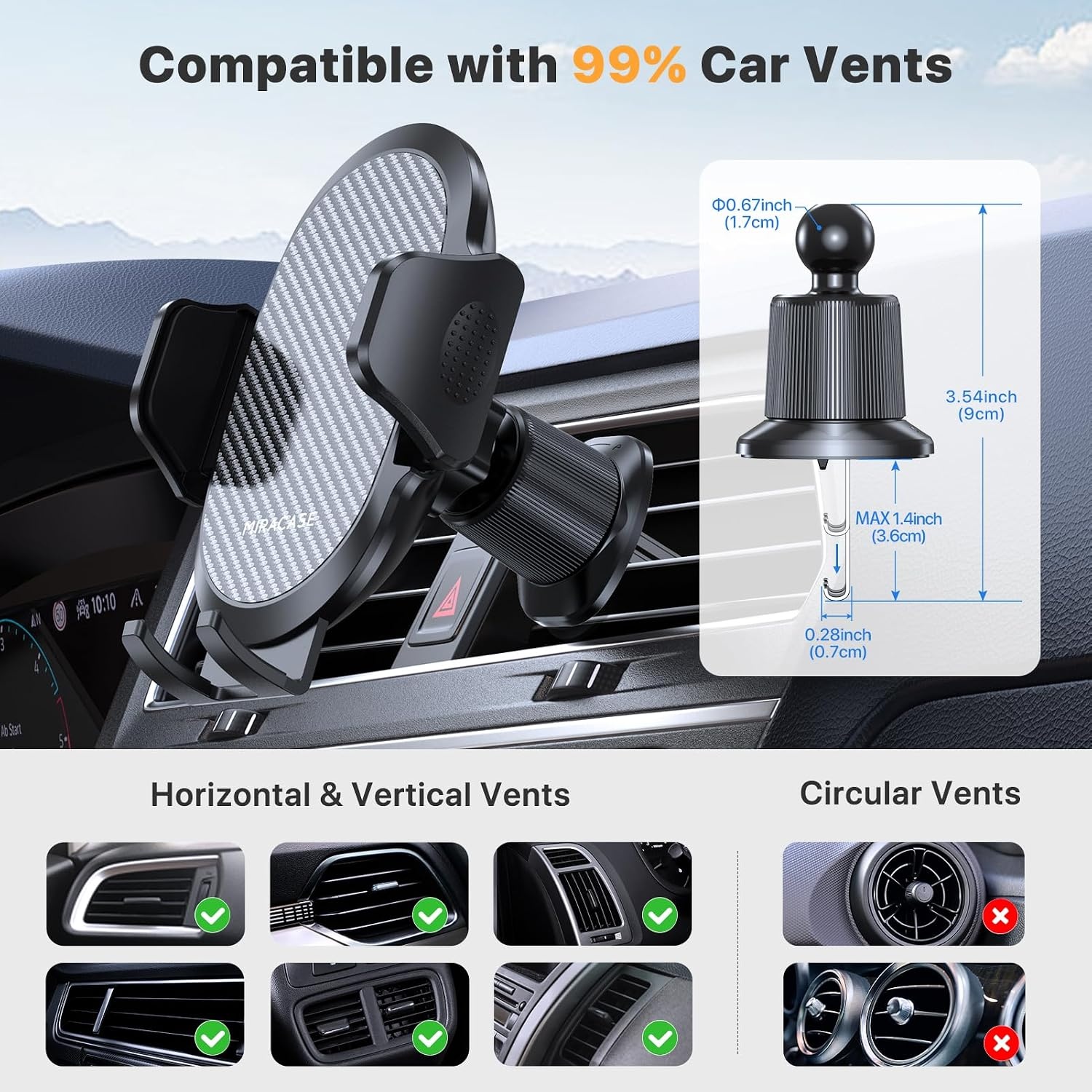 image:imageMiracase Phone Holders for Your Car Dashboard Windshield 65LBS Strongest Suction Universal Long Arm Cell Phone Holder Automobile Cradle for iPhone 18 Pro Max 17 16 15 14 Android Garmin GPSCarbon Fiber