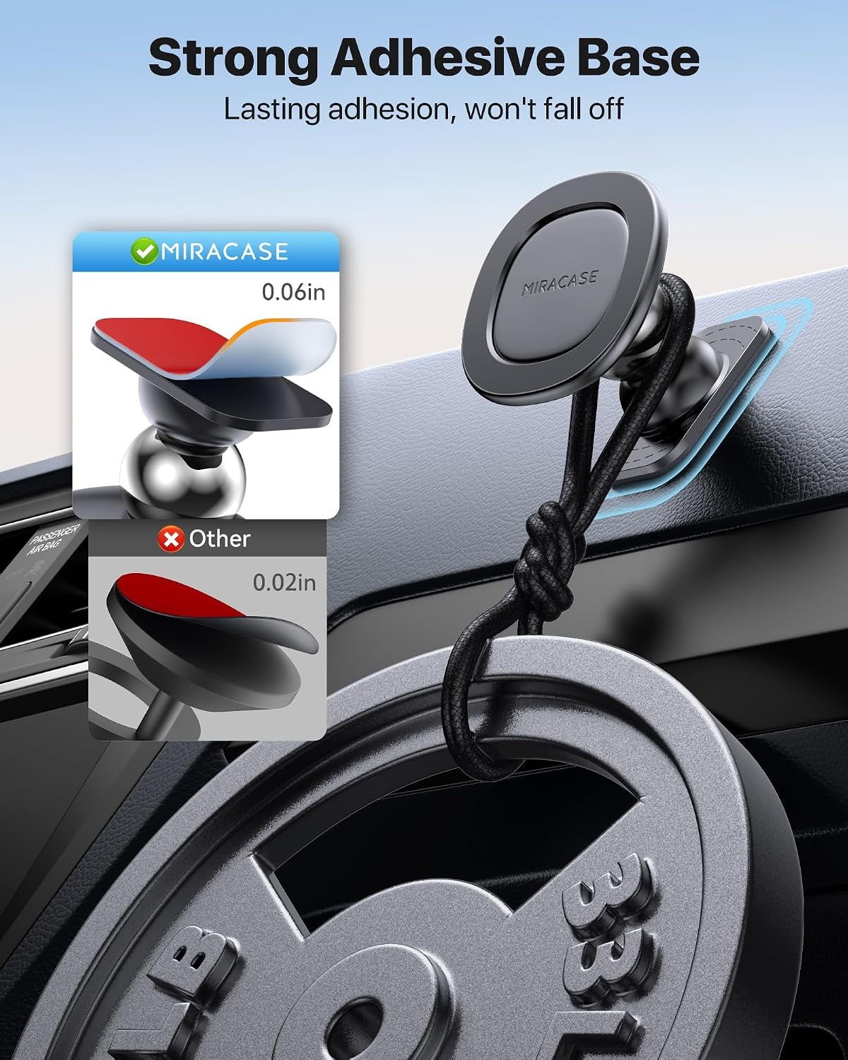 image:imageMiracase Phone Holders for Your Car Dashboard Windshield 65LBS Strongest Suction Universal Long Arm Cell Phone Holder Automobile Cradle for iPhone 18 Pro Max 17 16 15 14 Android Garmin GPSGlossy Black