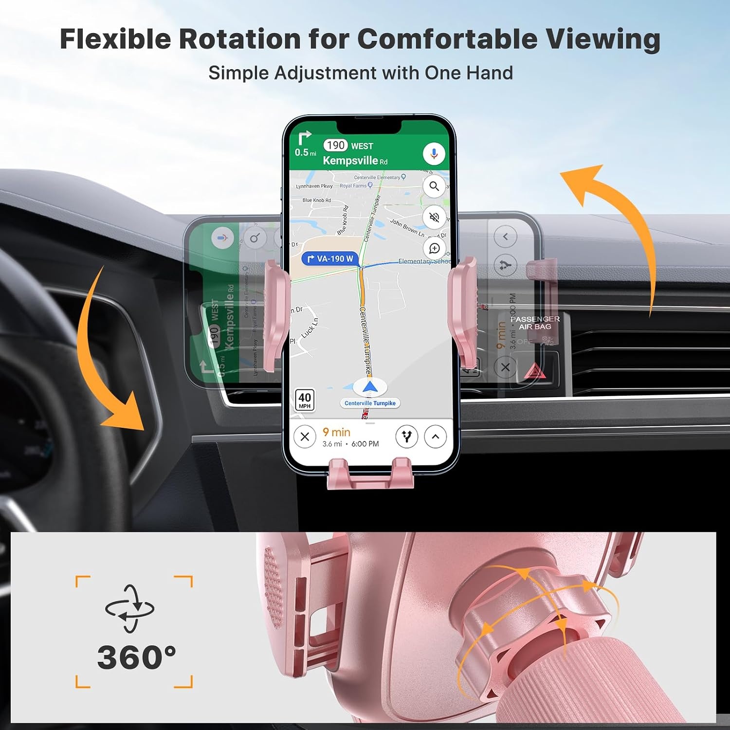image:imageMiracase Phone Holders for Your Car Dashboard Windshield 65LBS Strongest Suction Universal Long Arm Cell Phone Holder Automobile Cradle for iPhone 18 Pro Max 17 16 15 14 Android Garmin GPSPink