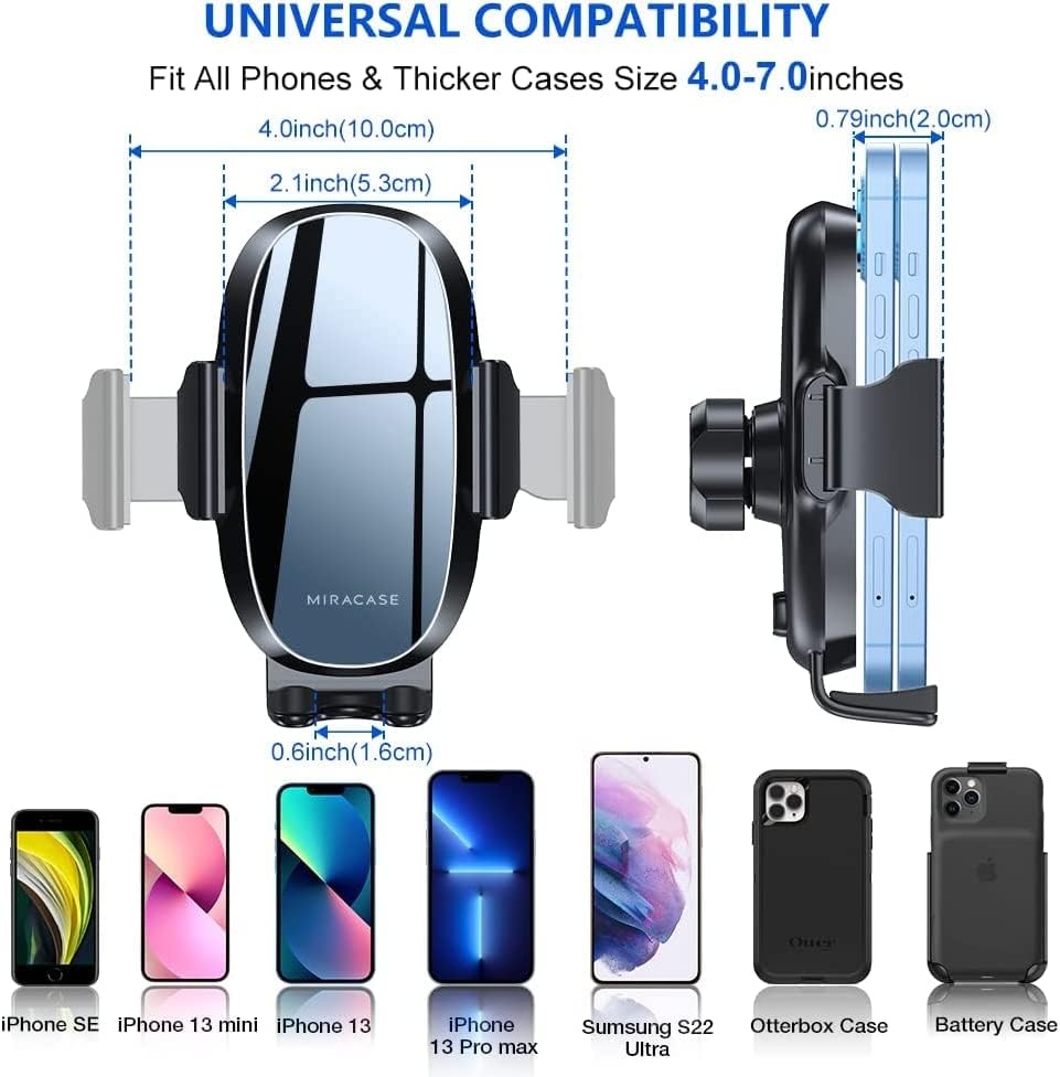 image:imageMiracase Phone Holders for Your Car Dashboard Windshield 65LBS Strongest Suction Universal Long Arm Cell Phone Holder Automobile Cradle for iPhone 18 Pro Max 17 16 15 14 Android Garmin GPSBlack