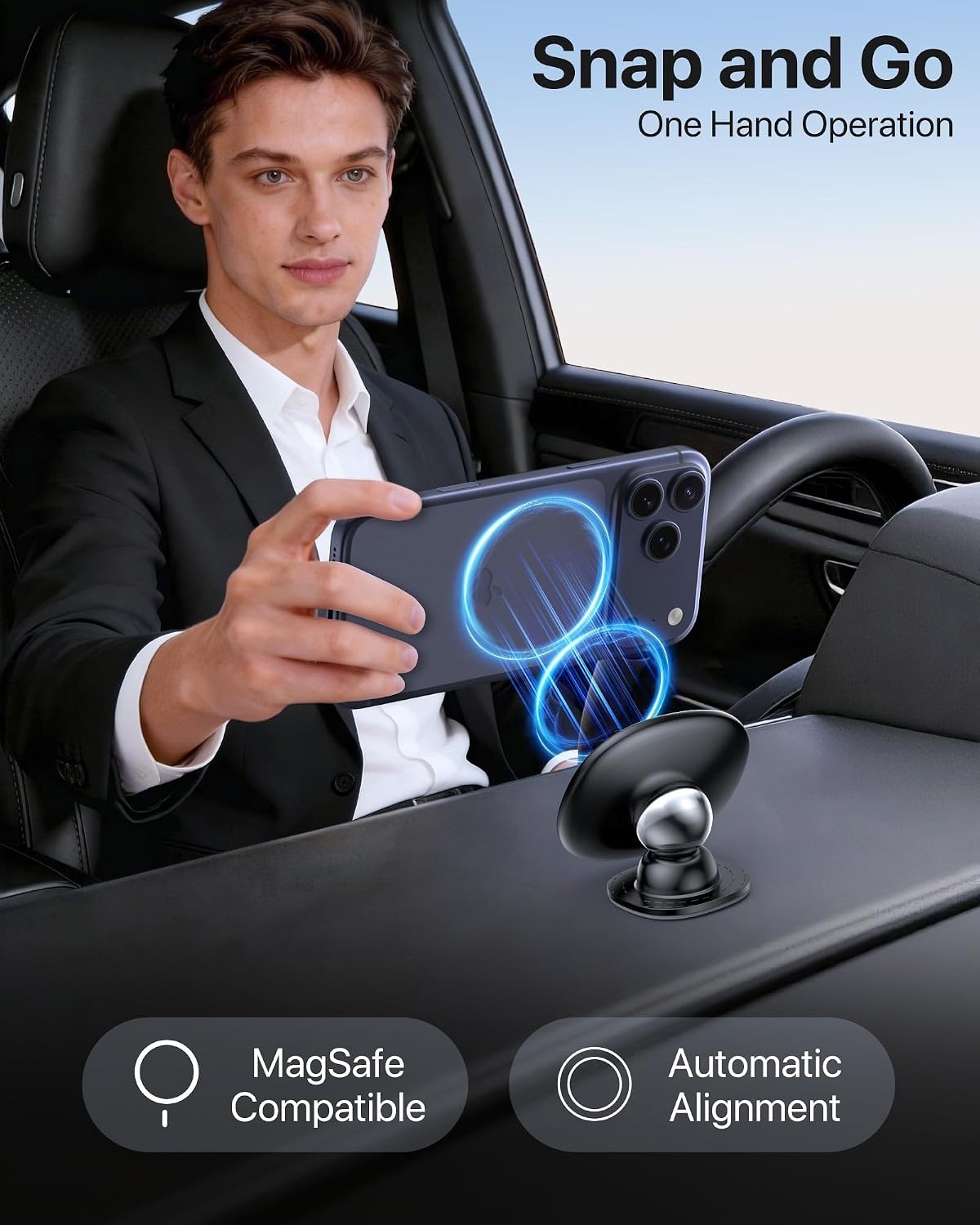 image:imageMiracase Phone Holders for Your Car Dashboard Windshield 65LBS Strongest Suction Universal Long Arm Cell Phone Holder Automobile Cradle for iPhone 18 Pro Max 17 16 15 14 Android Garmin GPSGlossy Black