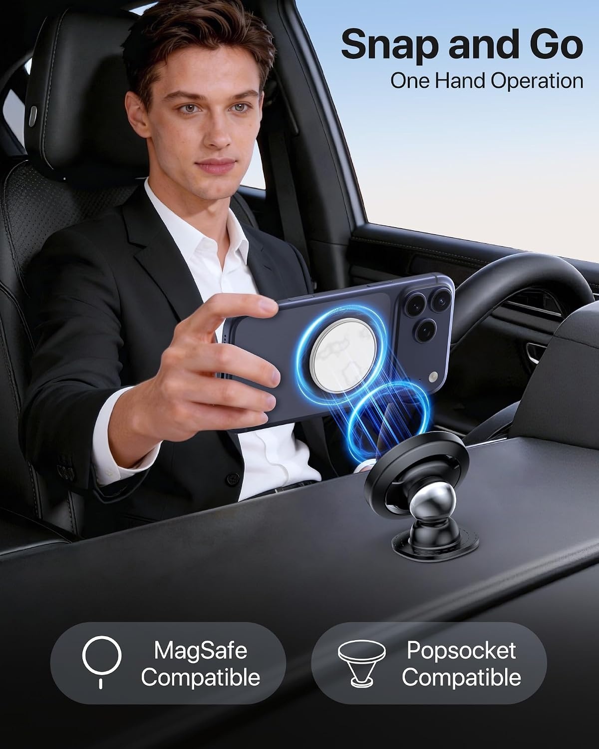 image:imageMiracase Phone Holders for Your Car Dashboard Windshield 65LBS Strongest Suction Universal Long Arm Cell Phone Holder Automobile Cradle for iPhone 18 Pro Max 17 16 15 14 Android Garmin GPSGraphite