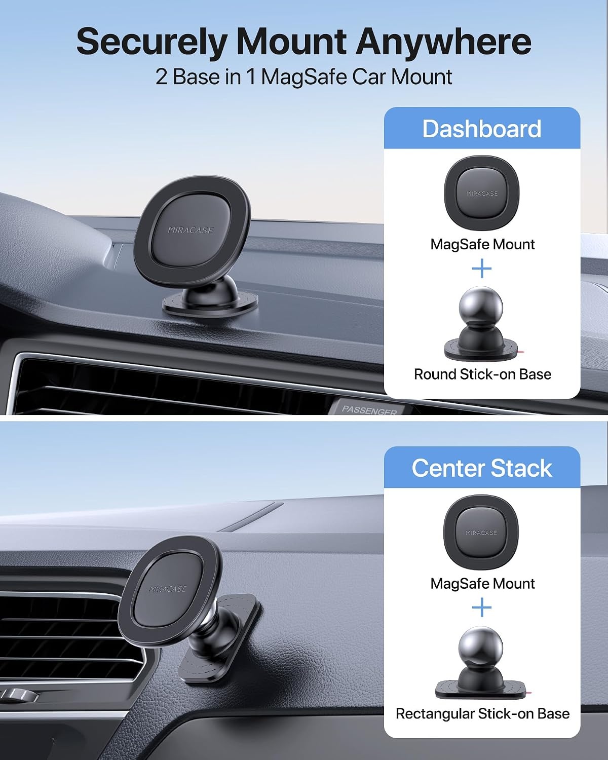 image:imageMiracase Phone Holders for Your Car Dashboard Windshield 65LBS Strongest Suction Universal Long Arm Cell Phone Holder Automobile Cradle for iPhone 18 Pro Max 17 16 15 14 Android Garmin GPSGlossy Black