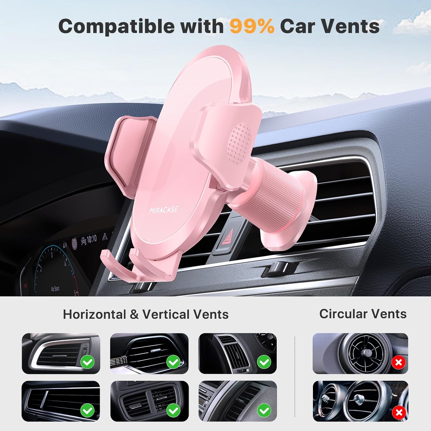 image:imageMiracase Phone Holders for Your Car Dashboard Windshield 65LBS Strongest Suction Universal Long Arm Cell Phone Holder Automobile Cradle for iPhone 18 Pro Max 17 16 15 14 Android Garmin GPSPink