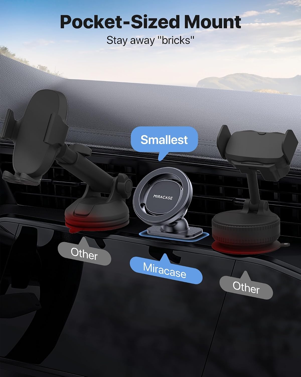 image:imageMiracase Phone Holders for Your Car Dashboard Windshield 65LBS Strongest Suction Universal Long Arm Cell Phone Holder Automobile Cradle for iPhone 18 Pro Max 17 16 15 14 Android Garmin GPSGraphite