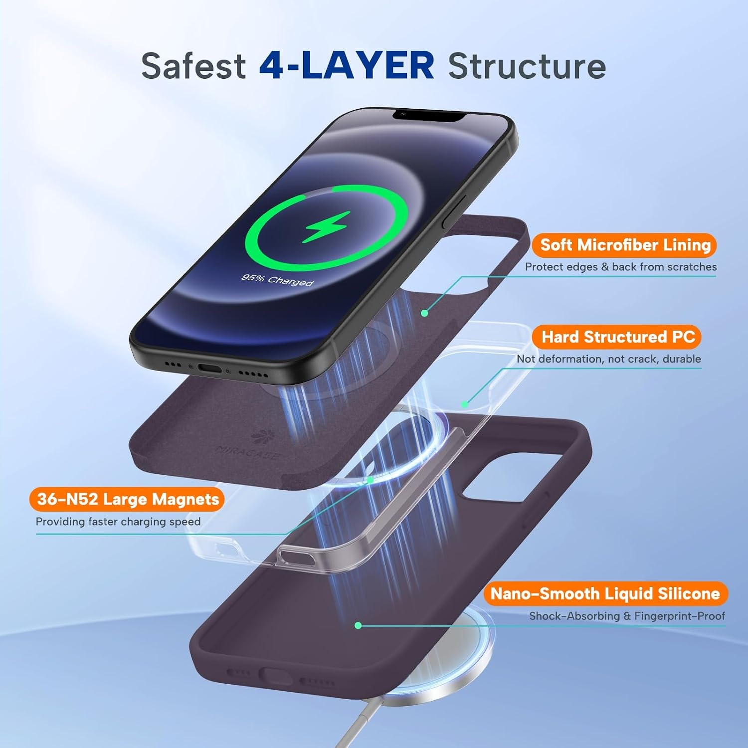 image:imageMiracase Magnetic for iPhone 12 CaseiPhone 12 Pro Case Dark Purple