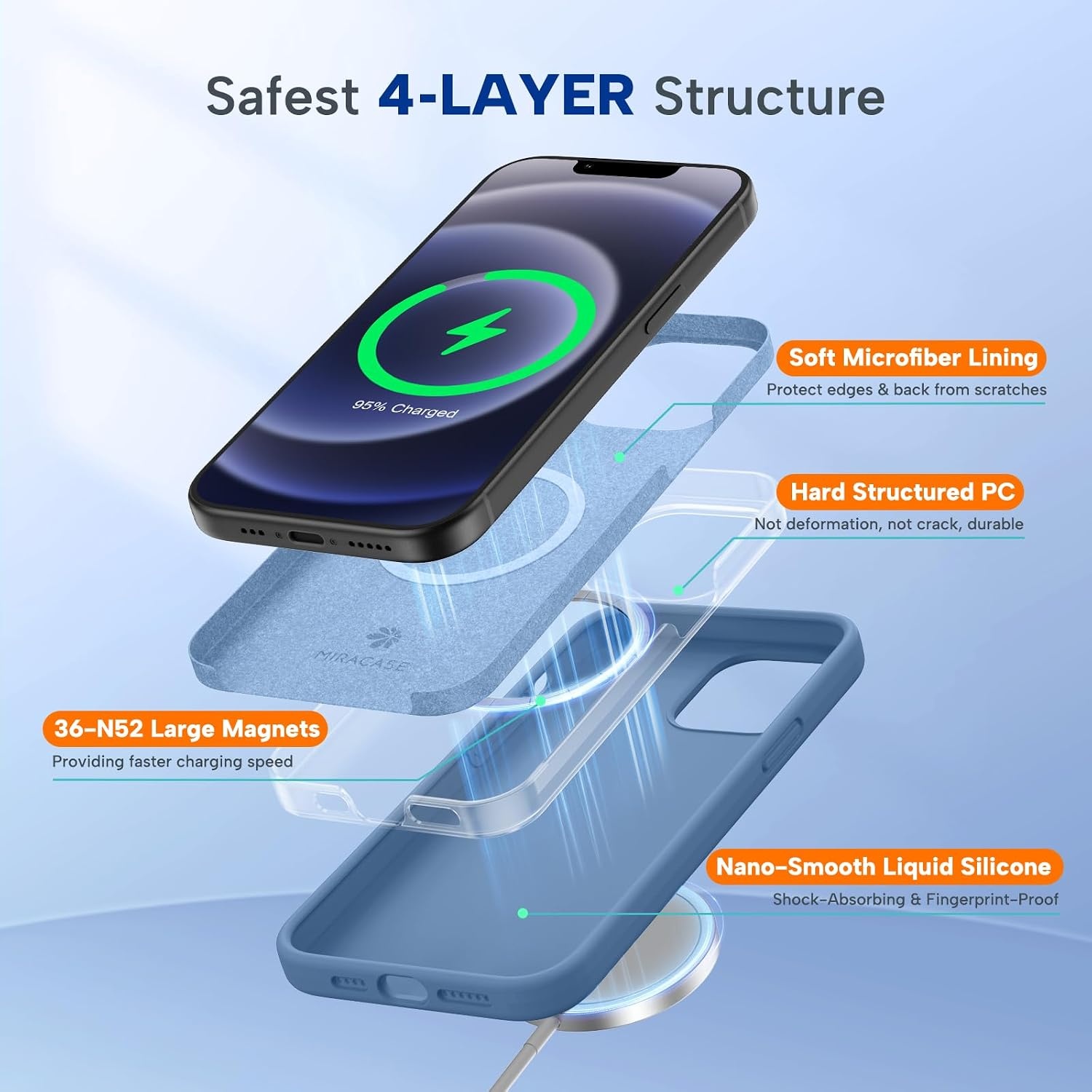 image:imageMiracase Magnetic for iPhone 12 CaseiPhone 12 Pro Case Glass Blue