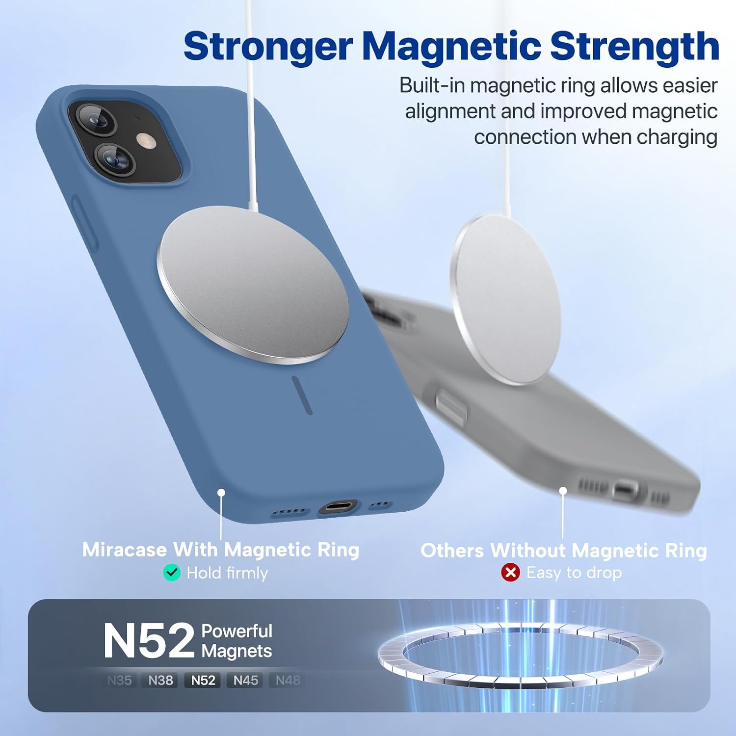 image:imageMiracase Magnetic for iPhone 12 CaseiPhone 12 Pro Case Glass Blue