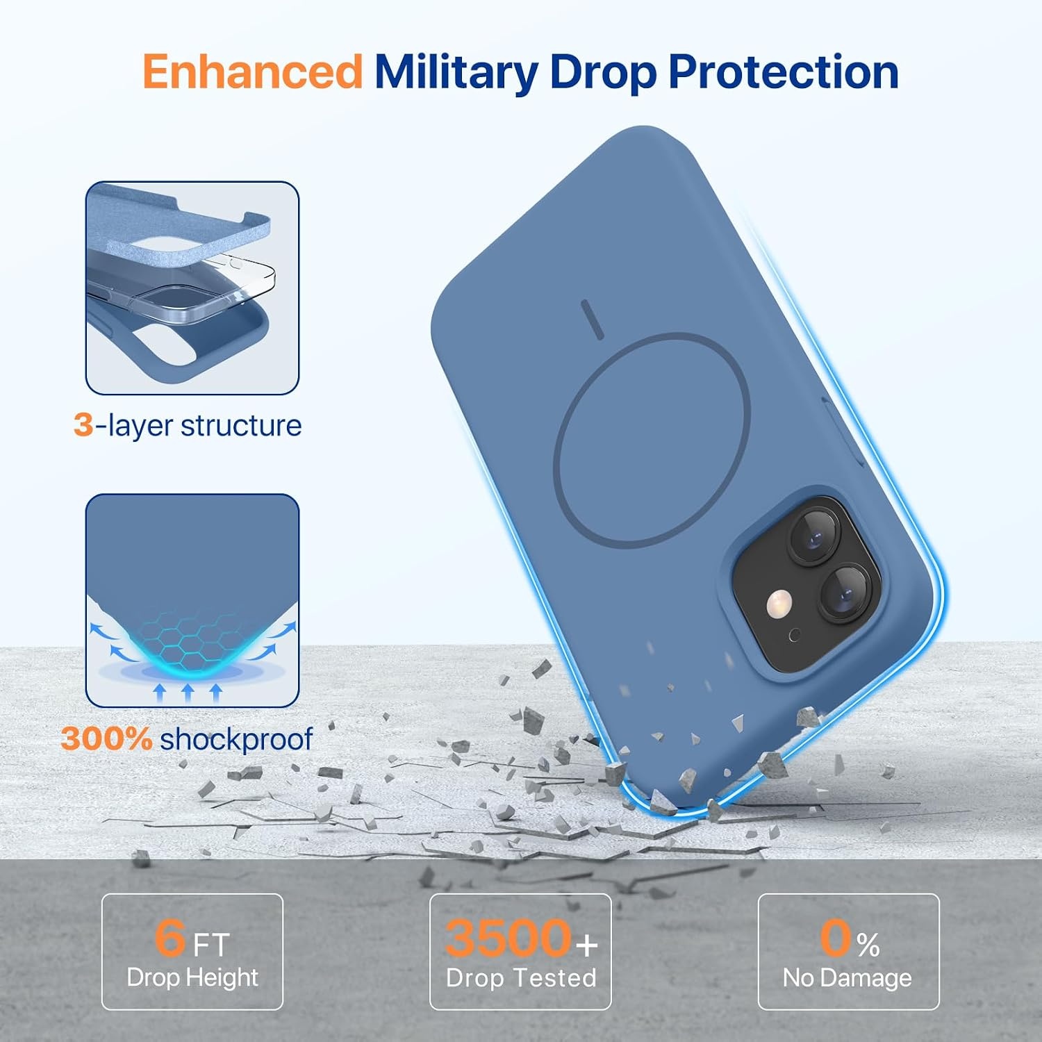 image:imageMiracase Magnetic for iPhone 12 CaseiPhone 12 Pro Case Glass Blue