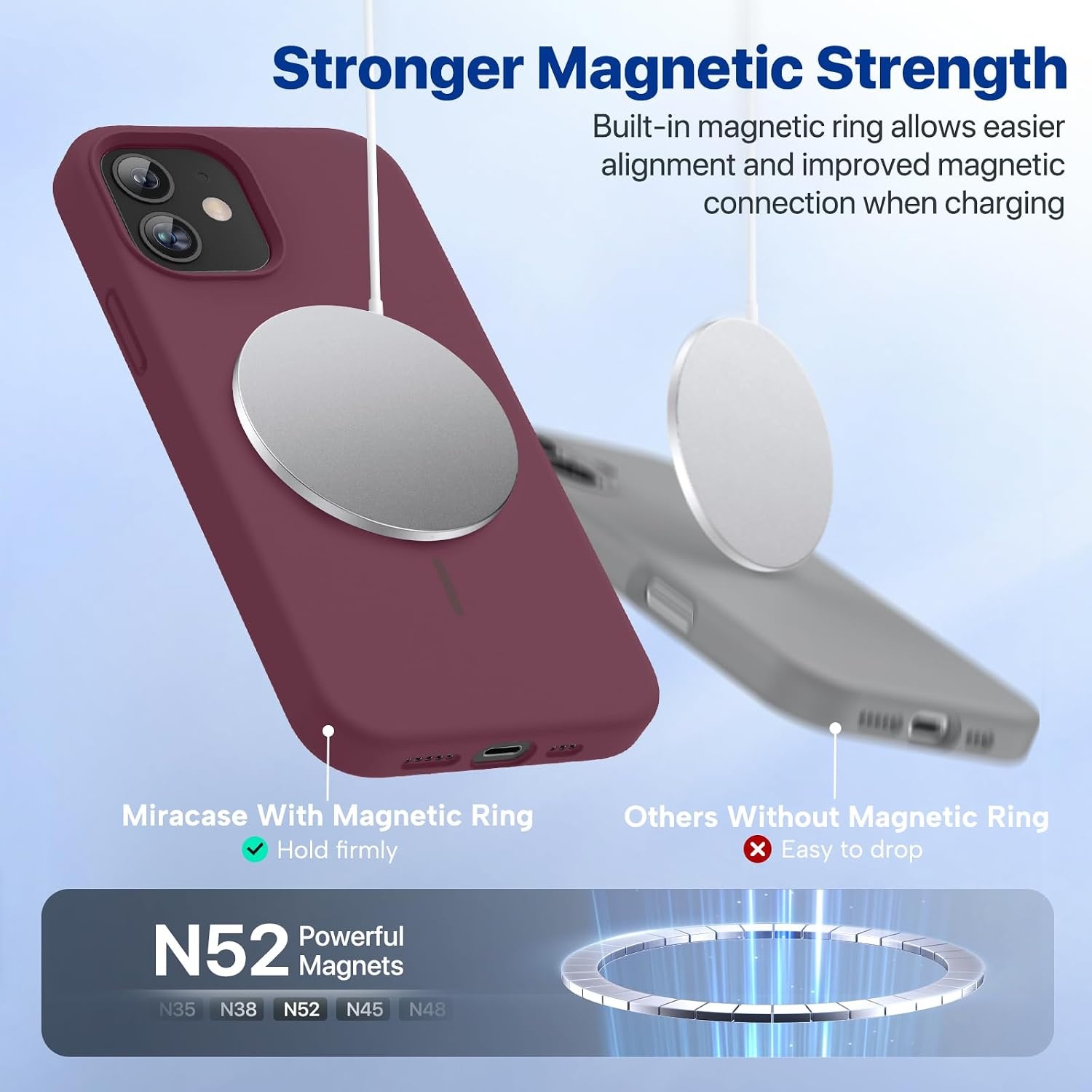 image:imageMiracase Magnetic for iPhone 12 CaseiPhone 12 Pro Case Wine Red