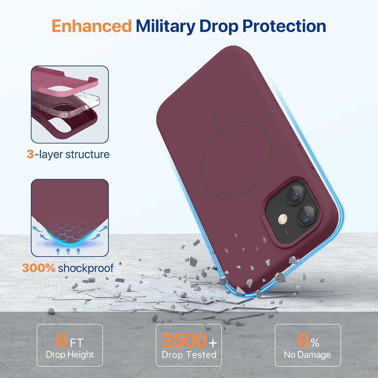 image:imageMiracase Magnetic for iPhone 12 CaseiPhone 12 Pro Case Wine Red