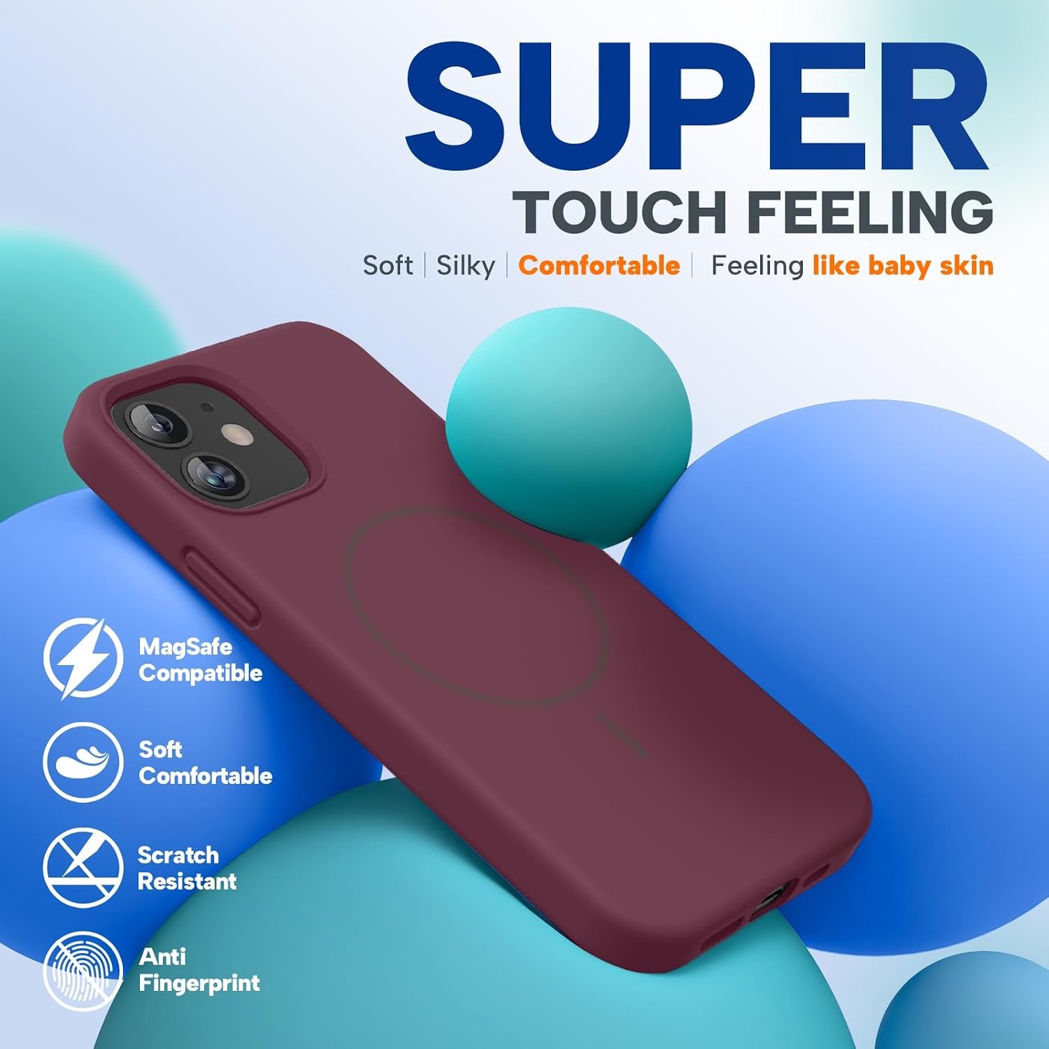 image:imageMiracase Magnetic for iPhone 12 CaseiPhone 12 Pro Case Wine Red
